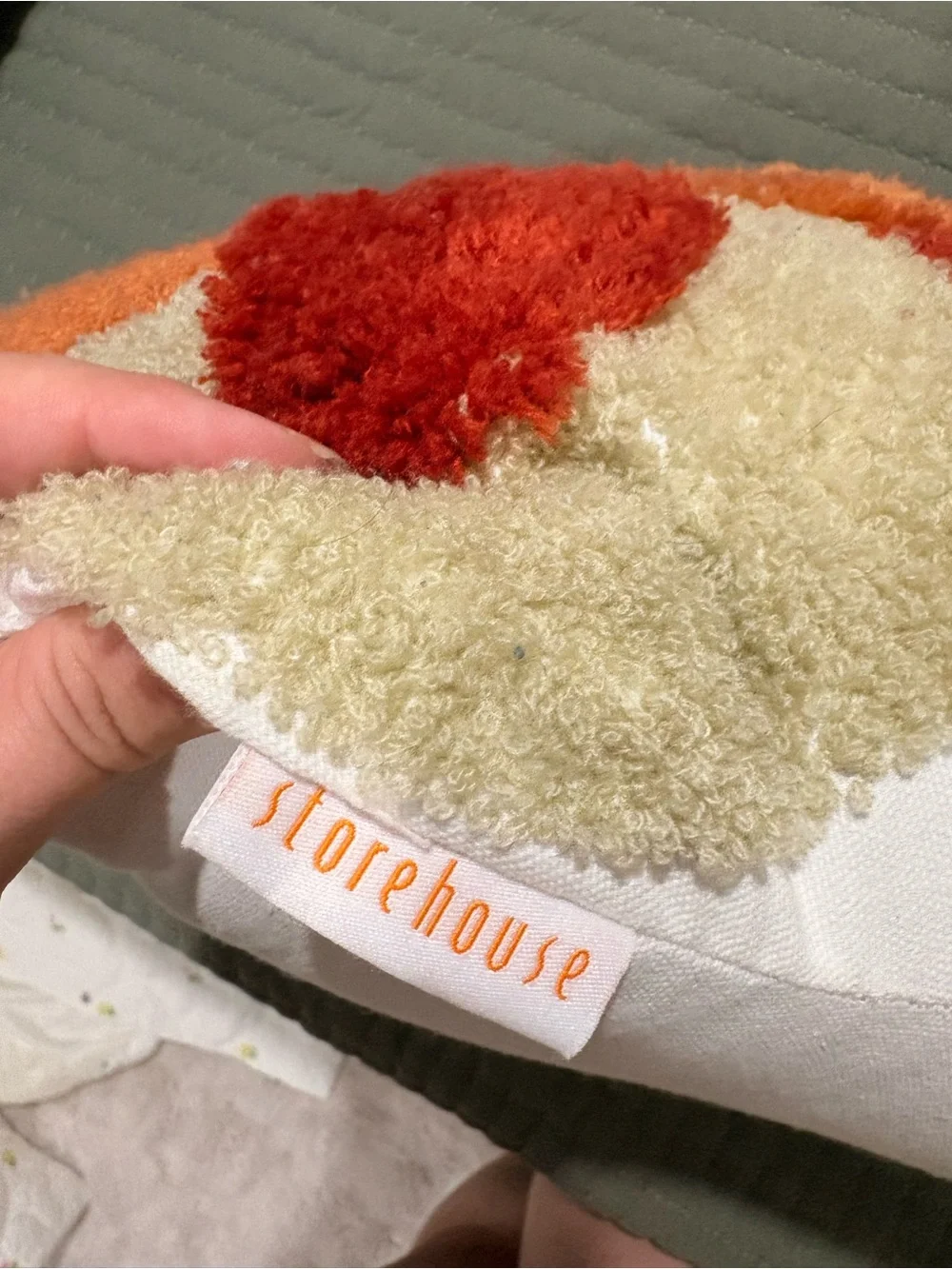 Storehouse Mushroom Accent Pillow - Cream with Red & Orange